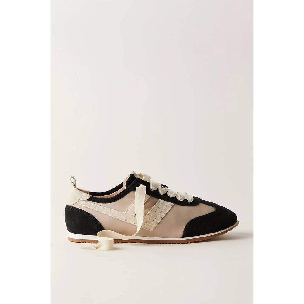 Free People Black and Cream Lace-Up Sneakers